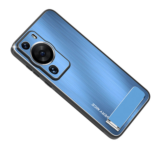 For Huawei P60 Pro Aluminium Alloy TPU Frame Drop Protection Case Kickstand Brushed Phone Cover
