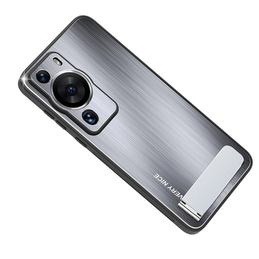 For Huawei P60 Pro Aluminium Alloy TPU Frame Drop Protection Case Kickstand Brushed Phone Cover