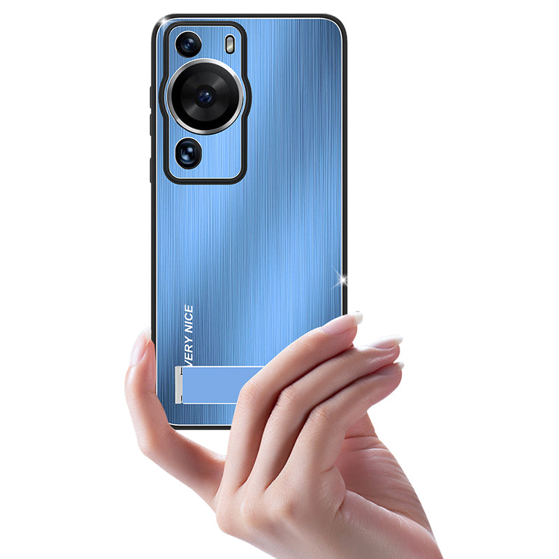 For Huawei P60 Pro Aluminium Alloy TPU Frame Drop Protection Case Kickstand Brushed Phone Cover