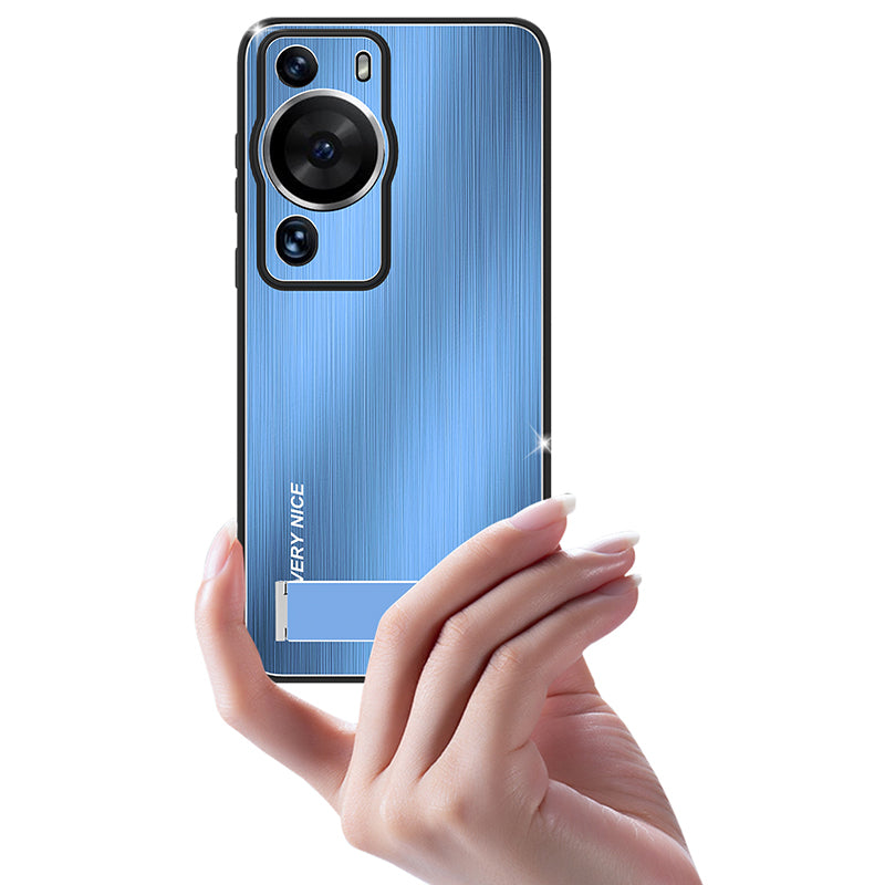 For Huawei P60 Kickstand Brushed Phone Case Shockproof Aluminium Alloy TPU Frame Cover