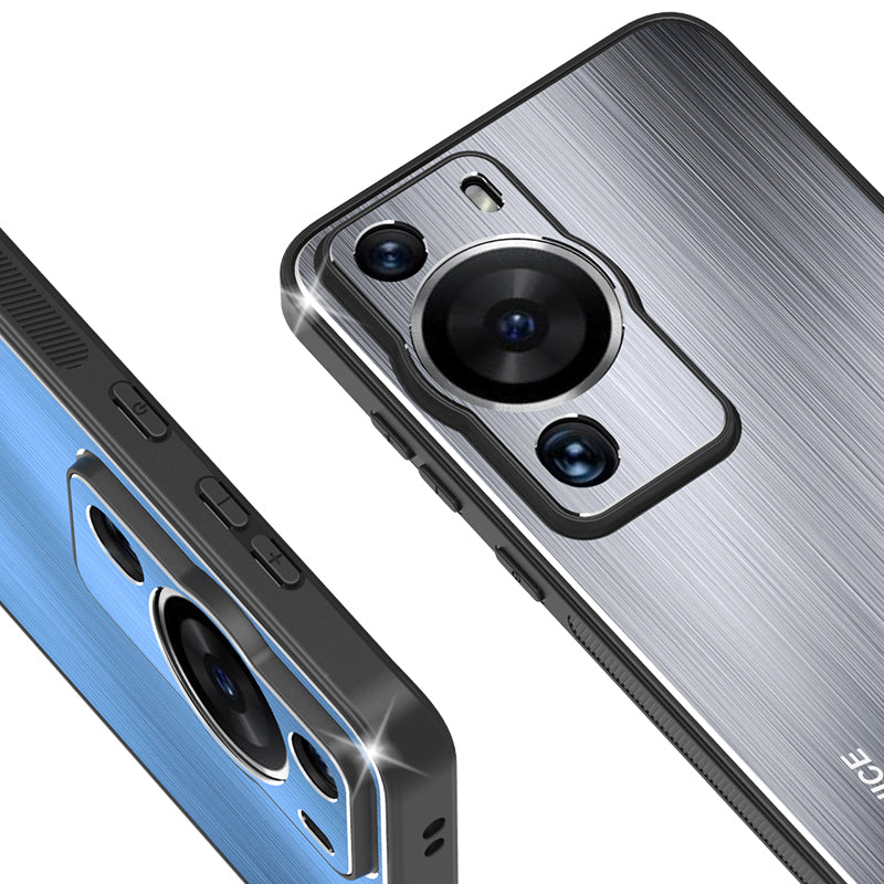 For Huawei P60 Kickstand Brushed Phone Case Shockproof Aluminium Alloy TPU Frame Cover
