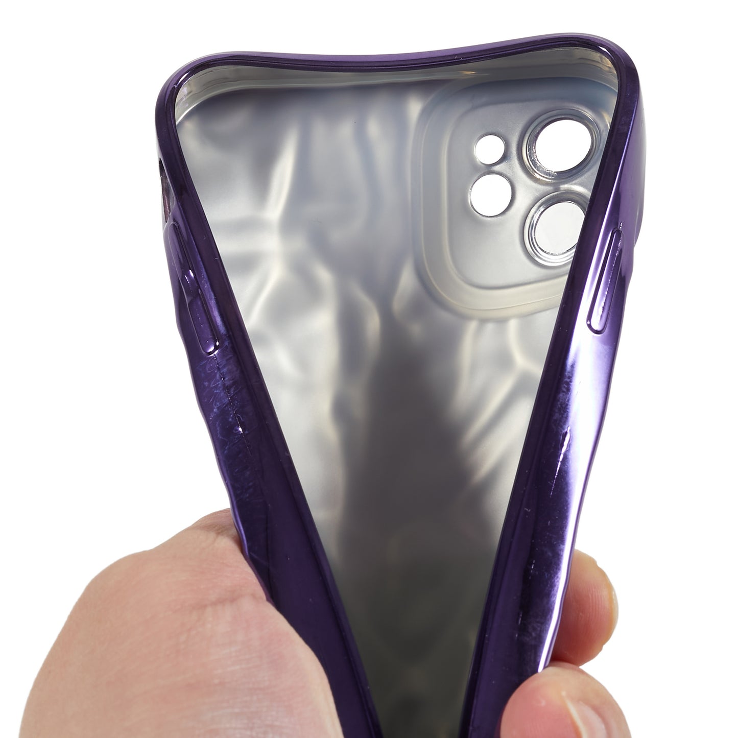 Soft TPU Phone Case for iPhone 12 , Electroplating Wrinkled Uneven Phone Cover