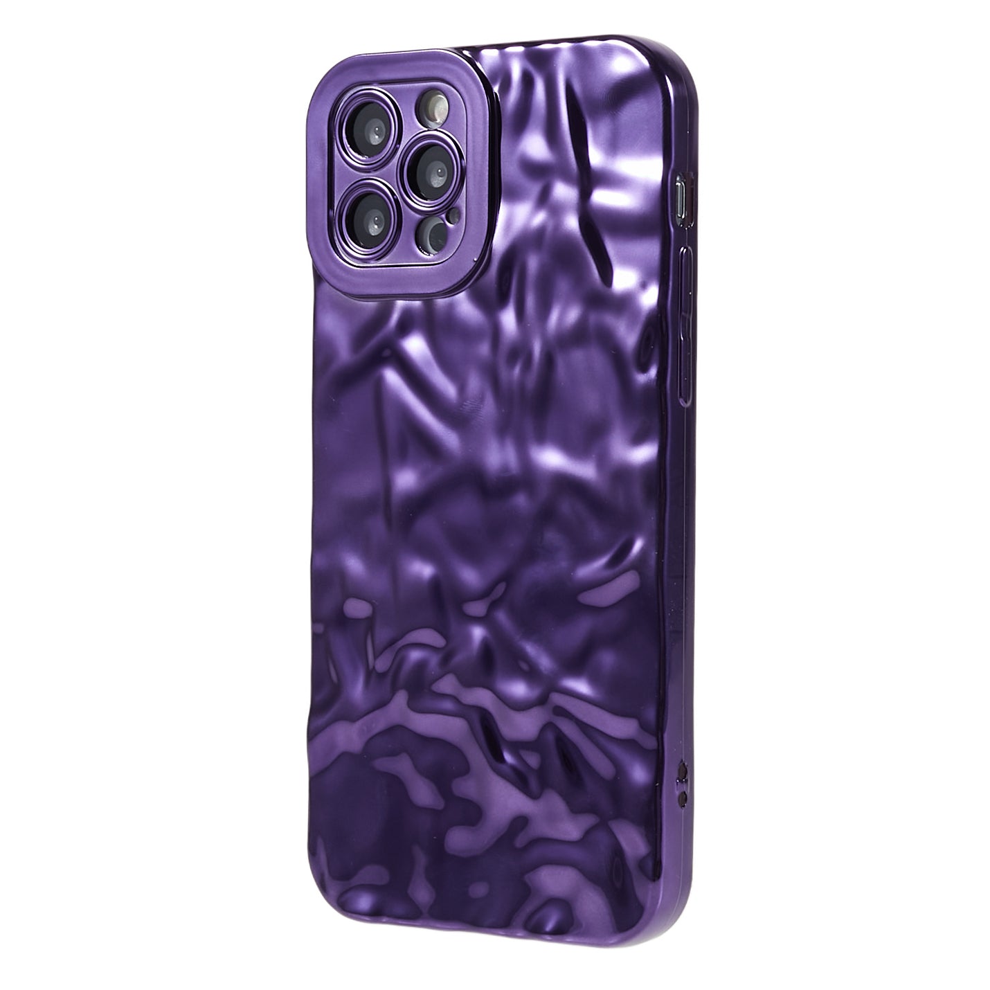 Phone TPU Case for iPhone 12 Pro Max , Wrinkled Uneven Electroplating Smartphone Cover