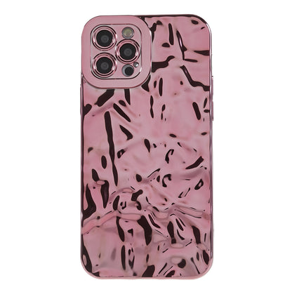Electroplating Phone Case for iPhone 12 Pro , Wrinkled Uneven Anti-scratch TPU Cover