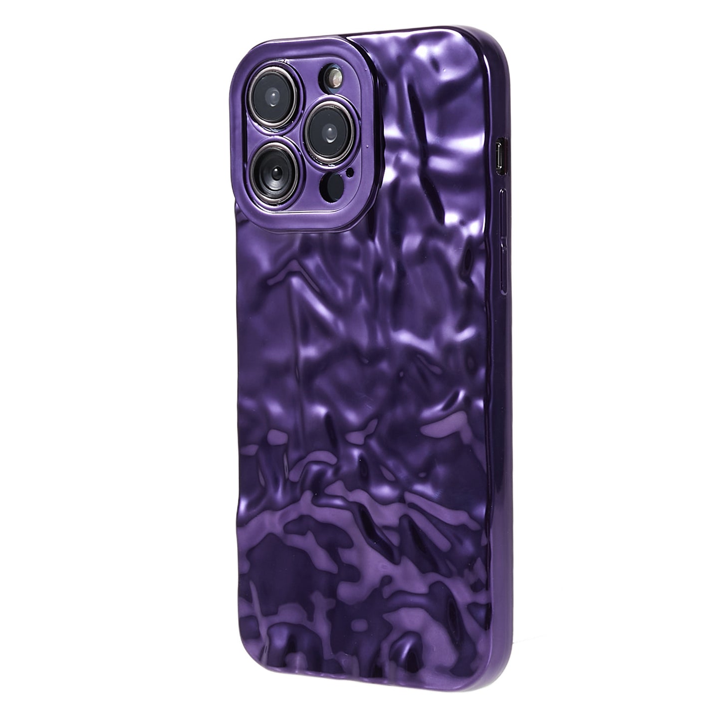 For iPhone 13 Pro Max Electroplating TPU Case Wrinkled Uneven Anti-drop Phone Cover