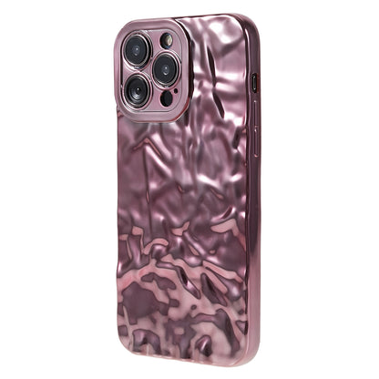 Anti-scratch Phone Case for iPhone 14 Pro , Electroplating Wrinkled Uneven Flexible TPU Cover