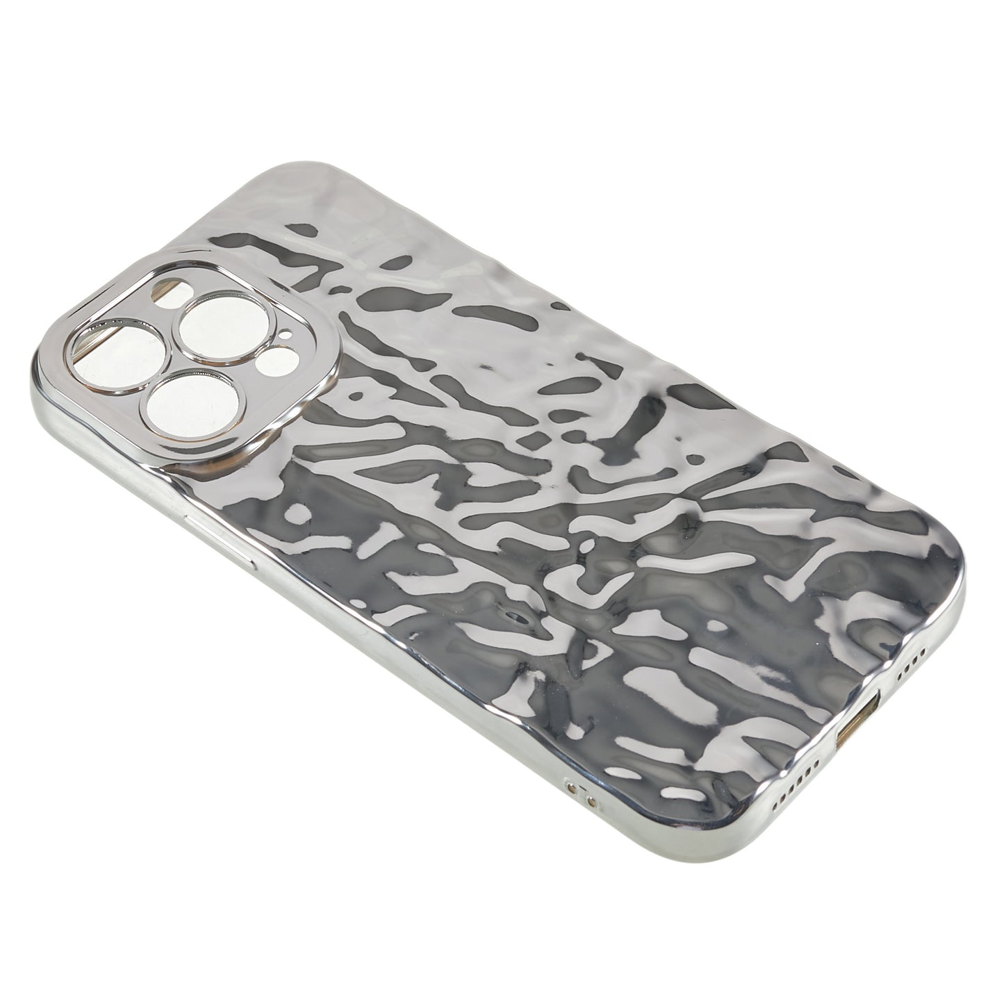 Anti-scratch Phone Case for iPhone 14 Pro , Electroplating Wrinkled Uneven Flexible TPU Cover