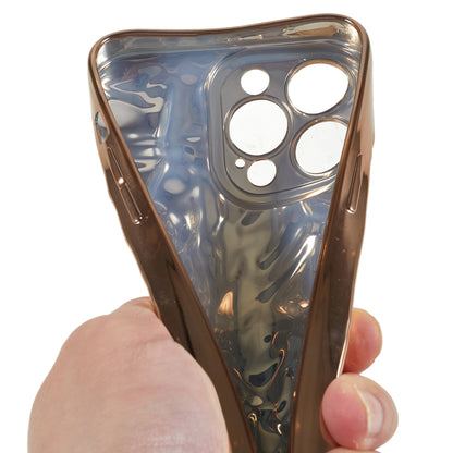 Anti-scratch Phone Case for iPhone 14 Pro , Electroplating Wrinkled Uneven Flexible TPU Cover