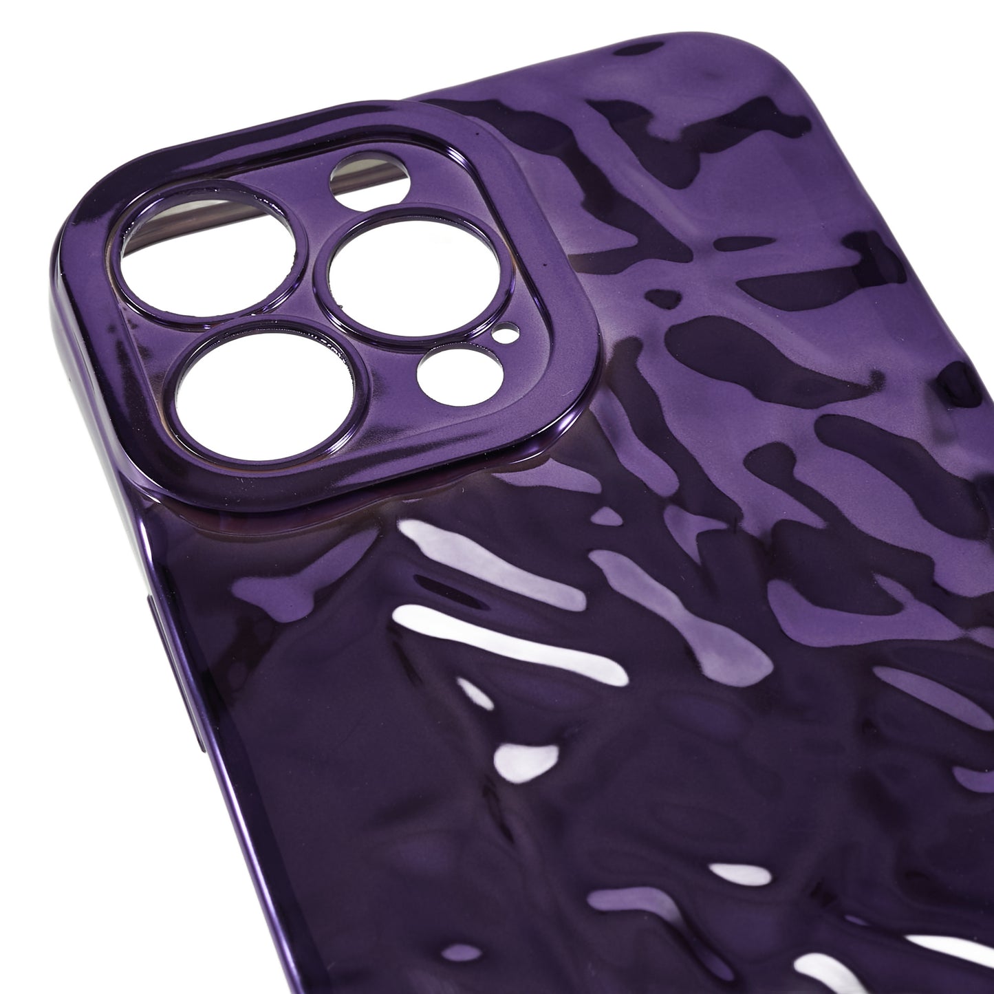Anti-scratch Phone Case for iPhone 14 Pro , Electroplating Wrinkled Uneven Flexible TPU Cover