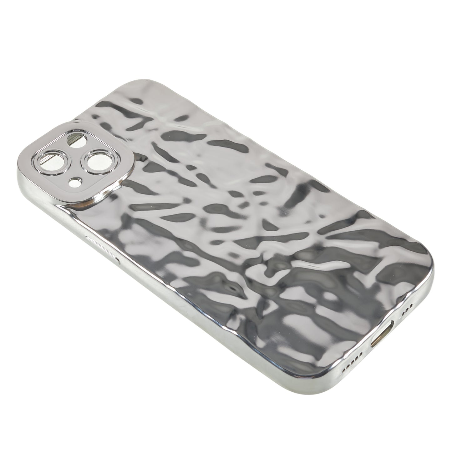 Anti-scratch Phone Case for iPhone 14 , Electroplating Wrinkled Uneven Soft TPU Cover