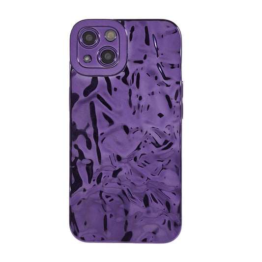 Electroplating Cell Phone Case for iPhone 13 , Wrinkled Uneven TPU Back Cover