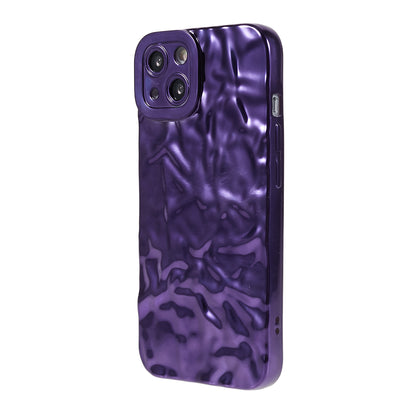 Electroplating Cell Phone Case for iPhone 13 , Wrinkled Uneven TPU Back Cover