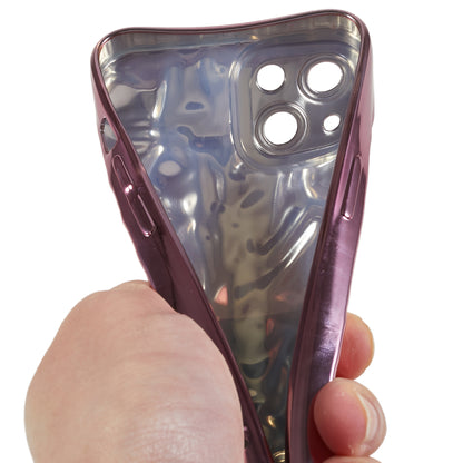 Electroplating Cell Phone Case for iPhone 13 , Wrinkled Uneven TPU Back Cover