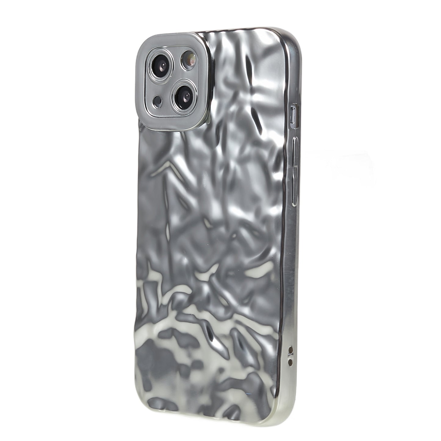 Electroplating Cell Phone Case for iPhone 13 , Wrinkled Uneven TPU Back Cover