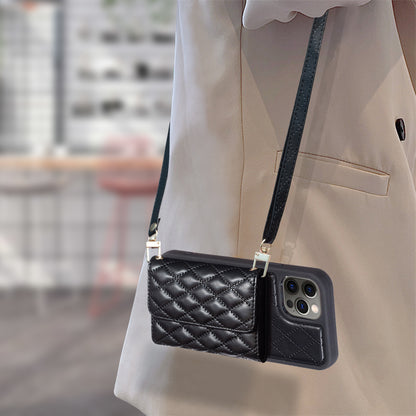 BF23-Style For iPhone 12 / 12 Pro Card Slots Phone Cover PU Leather Coated TPU Kickstand Case