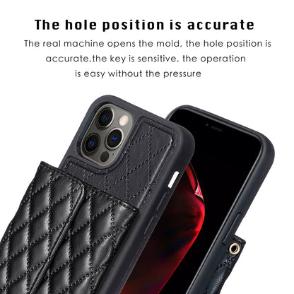 BF23-Style For iPhone 12 / 12 Pro Card Slots Phone Cover PU Leather Coated TPU Kickstand Case
