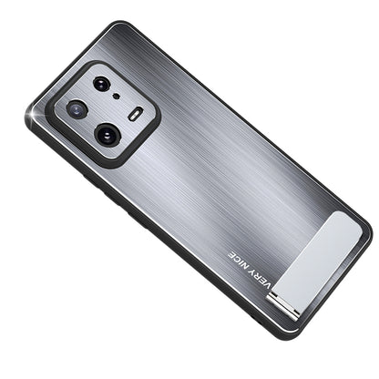 For Xiaomi 13 Hybrid Armor Kickstand Phone Case Brushed Aluminium Alloy TPU Frame Cover