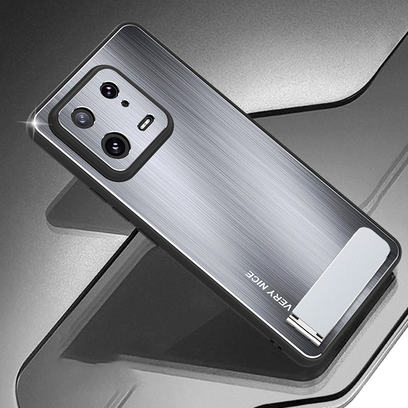 For Xiaomi 13 Hybrid Armor Kickstand Phone Case Brushed Aluminium Alloy TPU Frame Cover