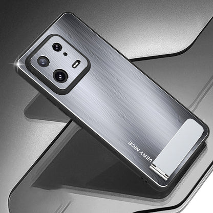 For Xiaomi 13 Hybrid Armor Kickstand Phone Case Brushed Aluminium Alloy TPU Frame Cover