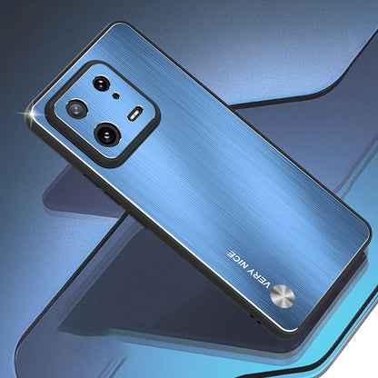 For Xiaomi 13 Brushed Phone Protector Aluminium Alloy Back TPU Frame Anti-Scratch Cover