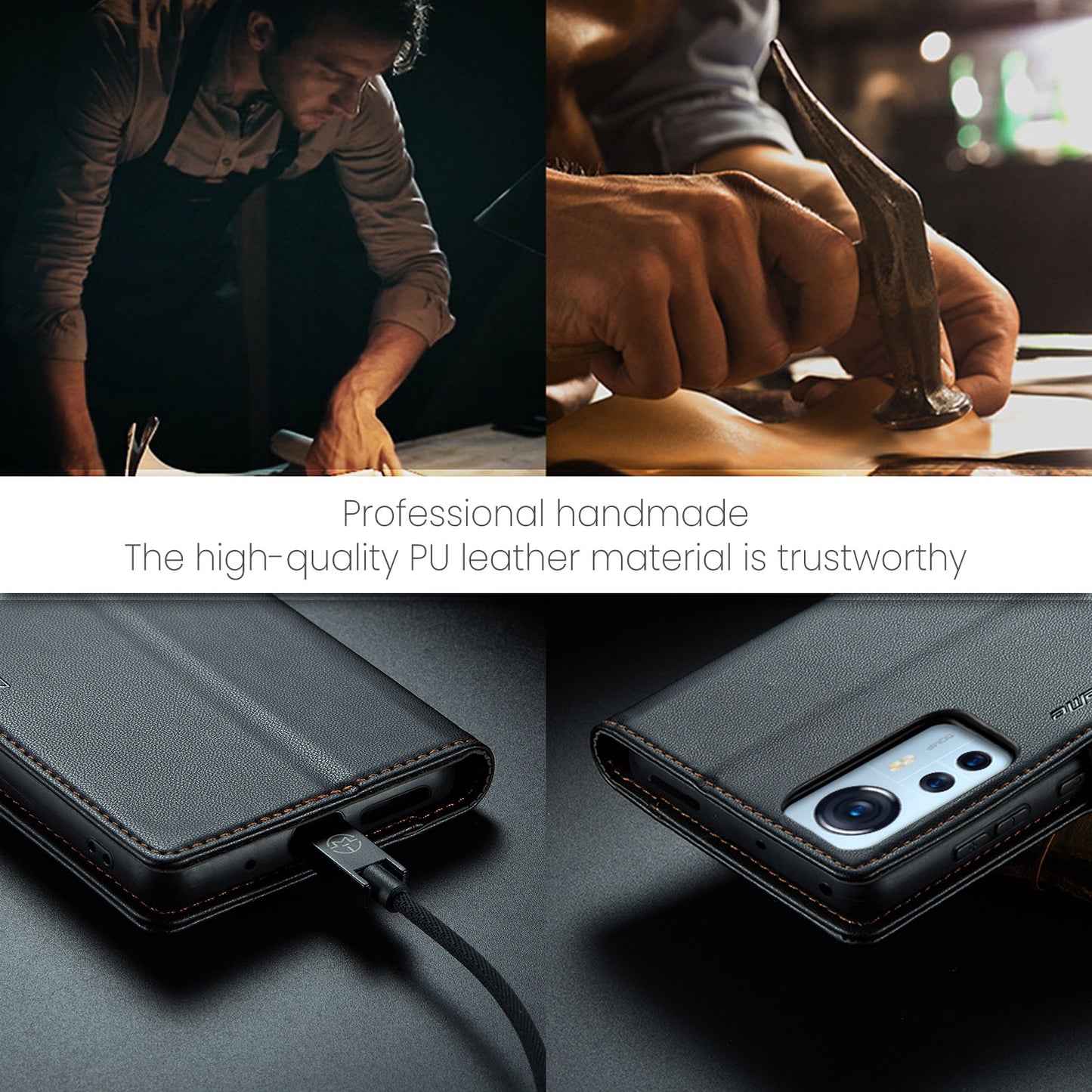 CASEME 023 Series For Xiaomi 12 5G / 12X 5G / 12S 5G PU Leather Cover RFID Blocking Wallet Phone Case