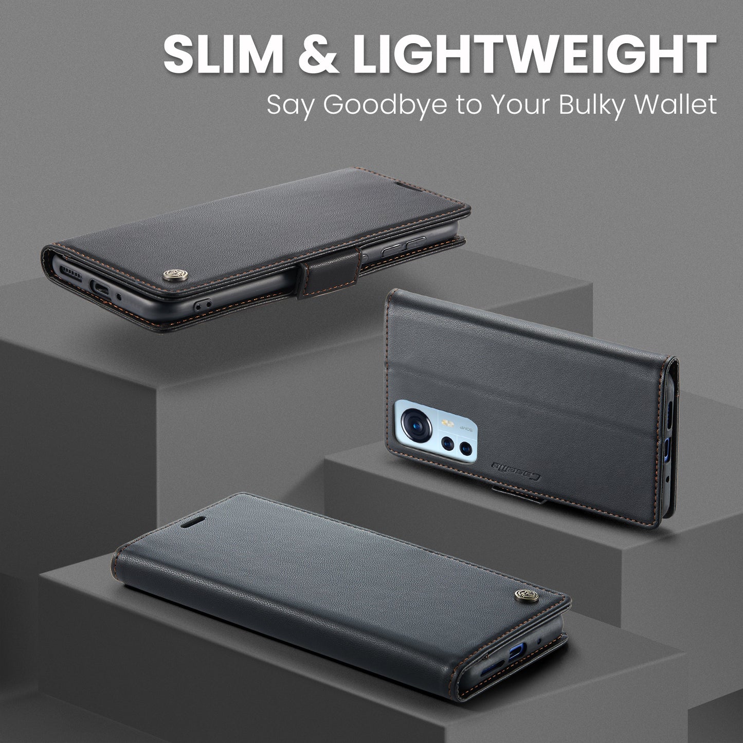 CASEME 023 Series For Xiaomi 12 5G / 12X 5G / 12S 5G PU Leather Cover RFID Blocking Wallet Phone Case