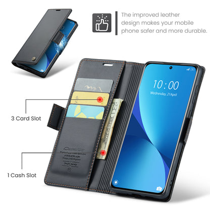 CASEME 023 Series For Xiaomi 12 5G / 12X 5G / 12S 5G PU Leather Cover RFID Blocking Wallet Phone Case