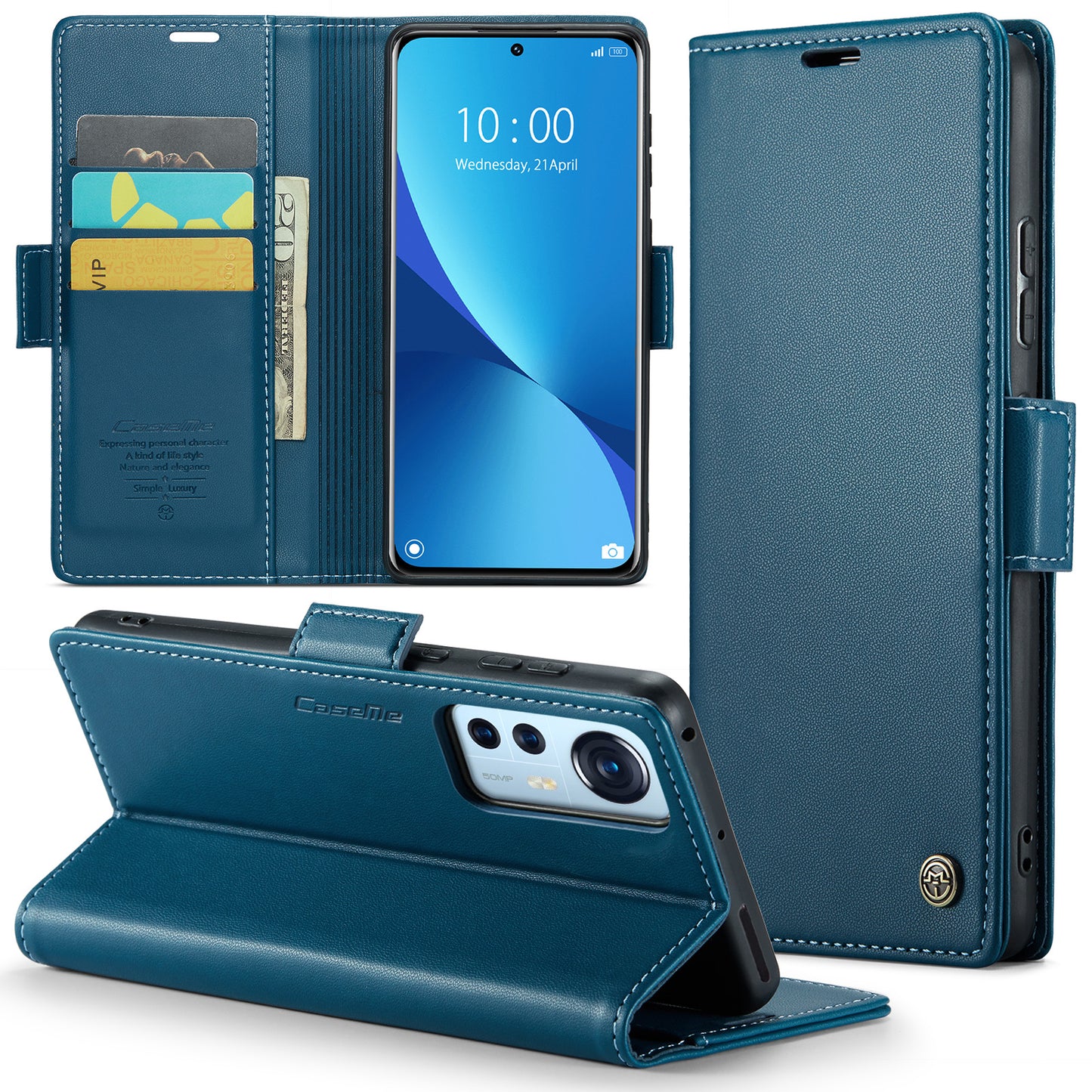 CASEME 023 Series For Xiaomi 12 5G / 12X 5G / 12S 5G PU Leather Cover RFID Blocking Wallet Phone Case