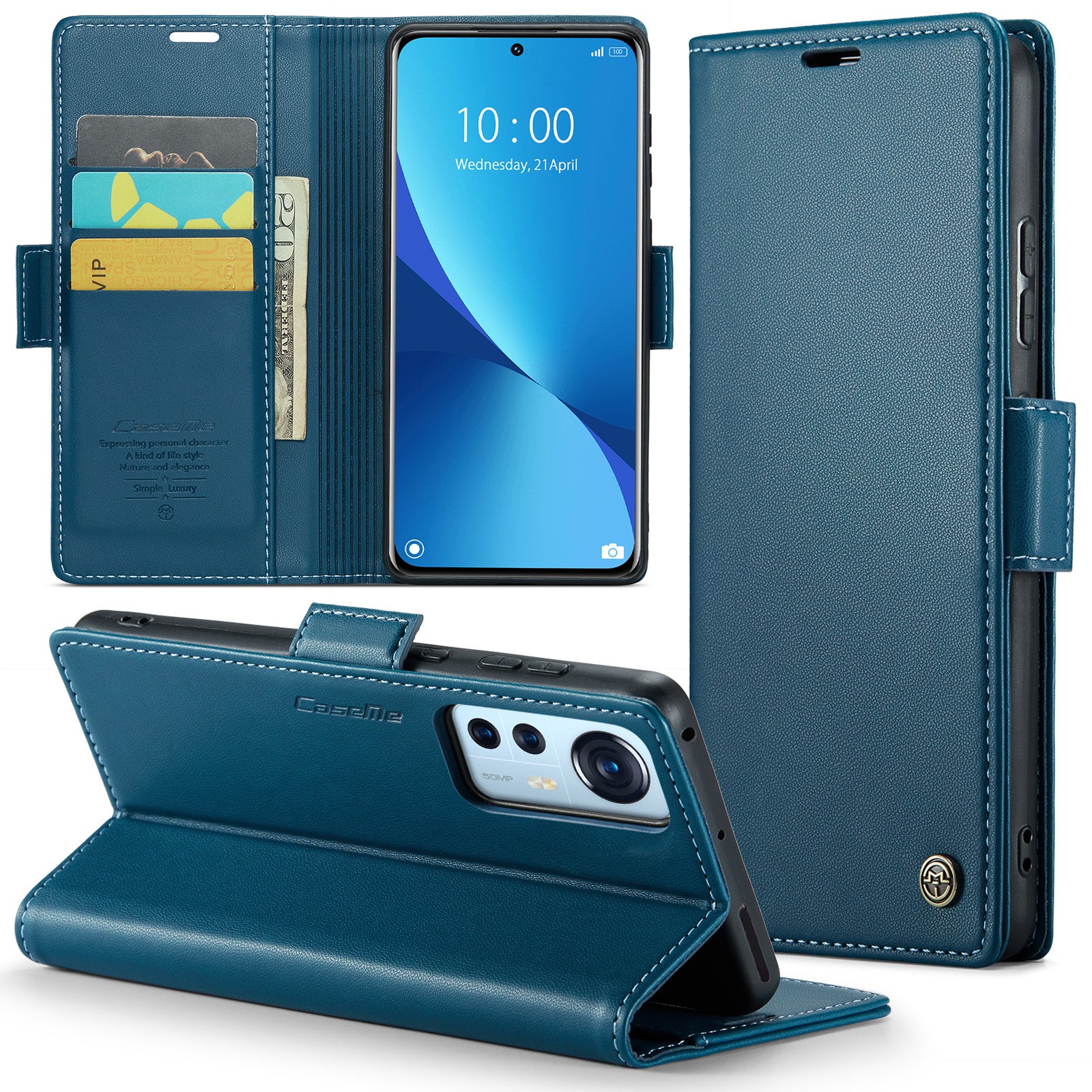 CASEME 023 Series For Xiaomi 12 5G / 12X 5G / 12S 5G PU Leather Cover RFID Blocking Wallet Phone Case