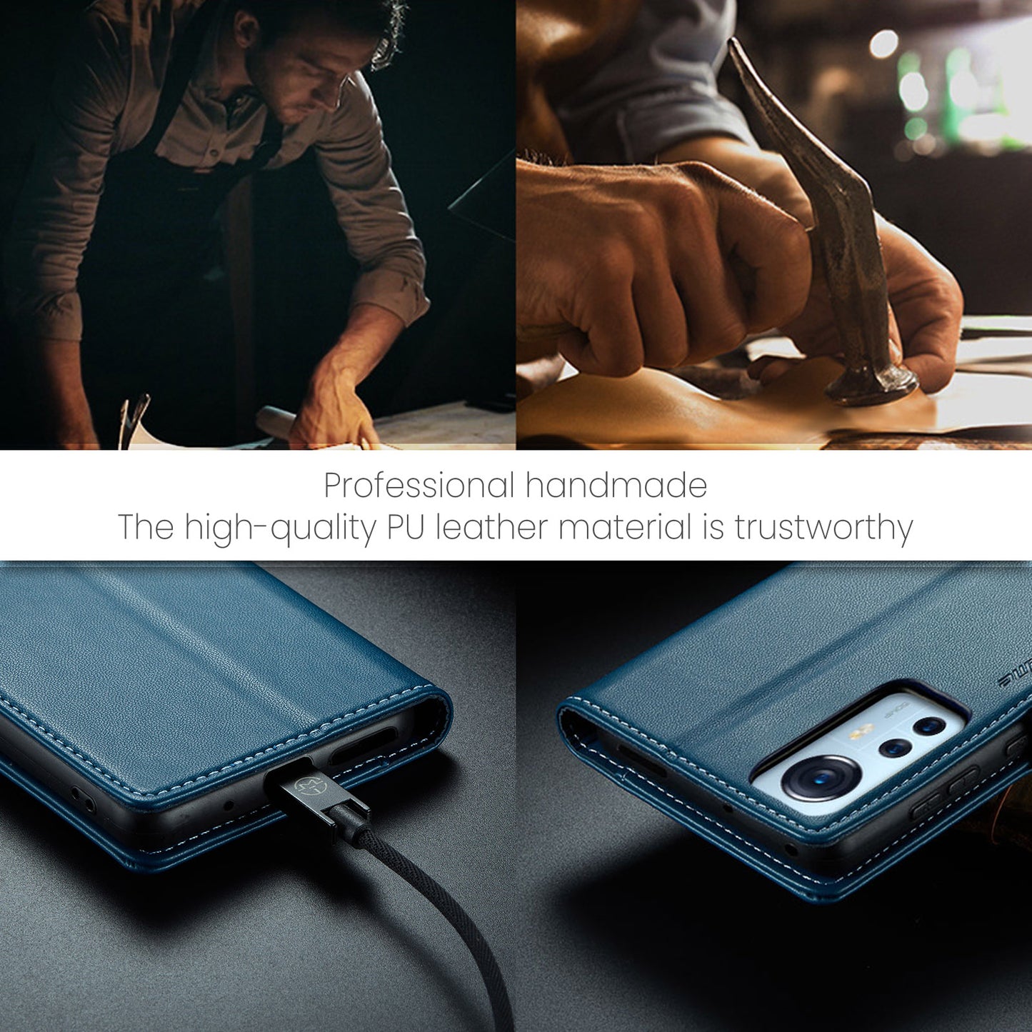 CASEME 023 Series For Xiaomi 12 5G / 12X 5G / 12S 5G PU Leather Cover RFID Blocking Wallet Phone Case