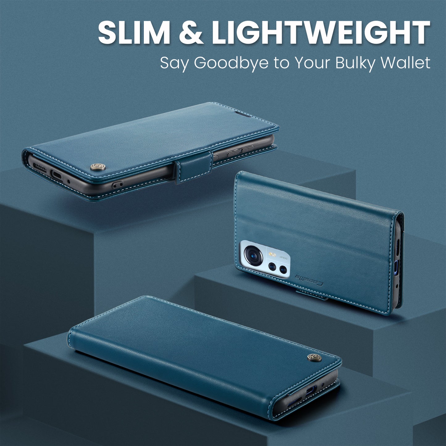 CASEME 023 Series For Xiaomi 12 5G / 12X 5G / 12S 5G PU Leather Cover RFID Blocking Wallet Phone Case