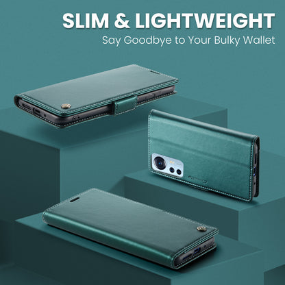 CASEME 023 Series For Xiaomi 12 5G / 12X 5G / 12S 5G PU Leather Cover RFID Blocking Wallet Phone Case