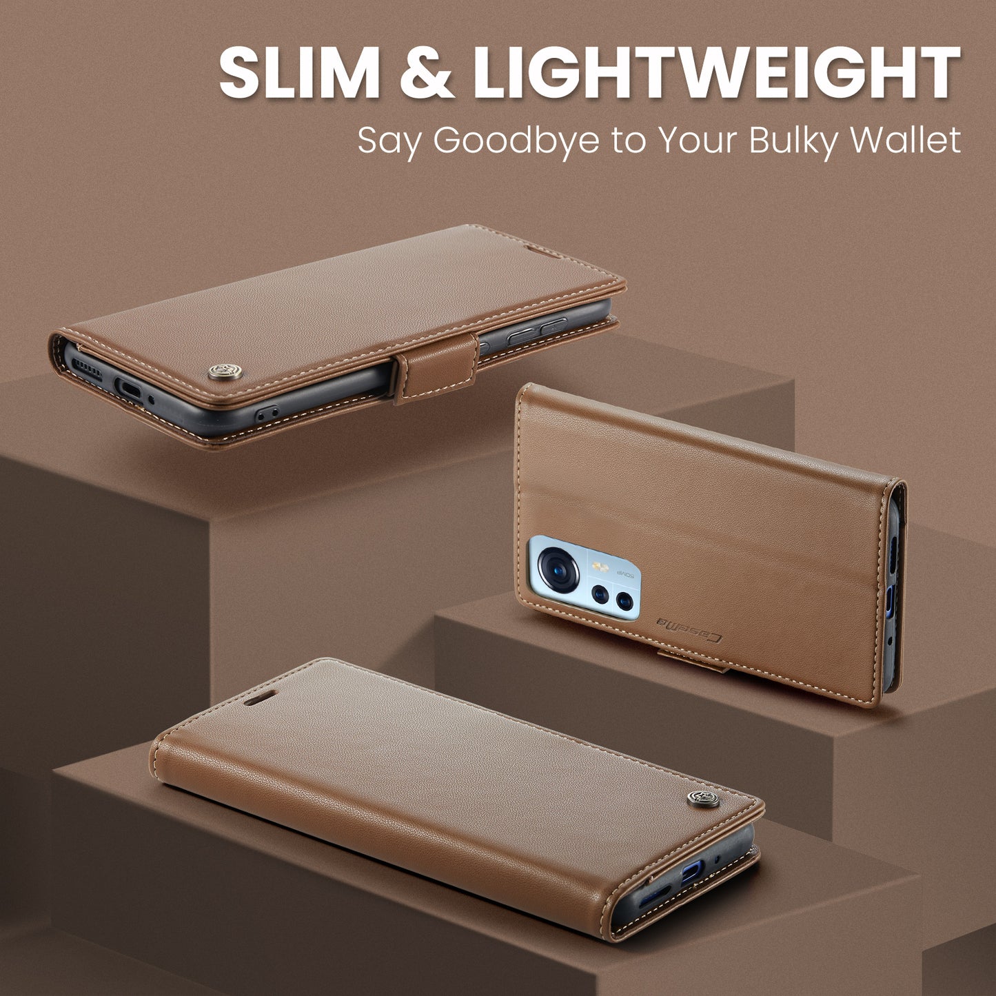 CASEME 023 Series For Xiaomi 12 5G / 12X 5G / 12S 5G PU Leather Cover RFID Blocking Wallet Phone Case