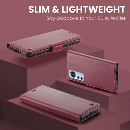 CASEME 023 Series For Xiaomi 12 5G / 12X 5G / 12S 5G PU Leather Cover RFID Blocking Wallet Phone Case
