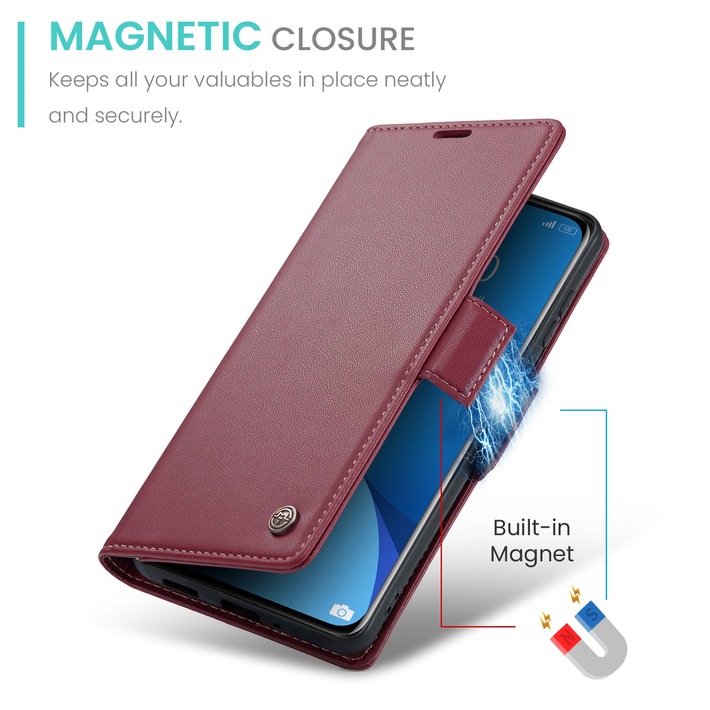 CASEME 023 Series For Xiaomi 12 5G / 12X 5G / 12S 5G PU Leather Cover RFID Blocking Wallet Phone Case
