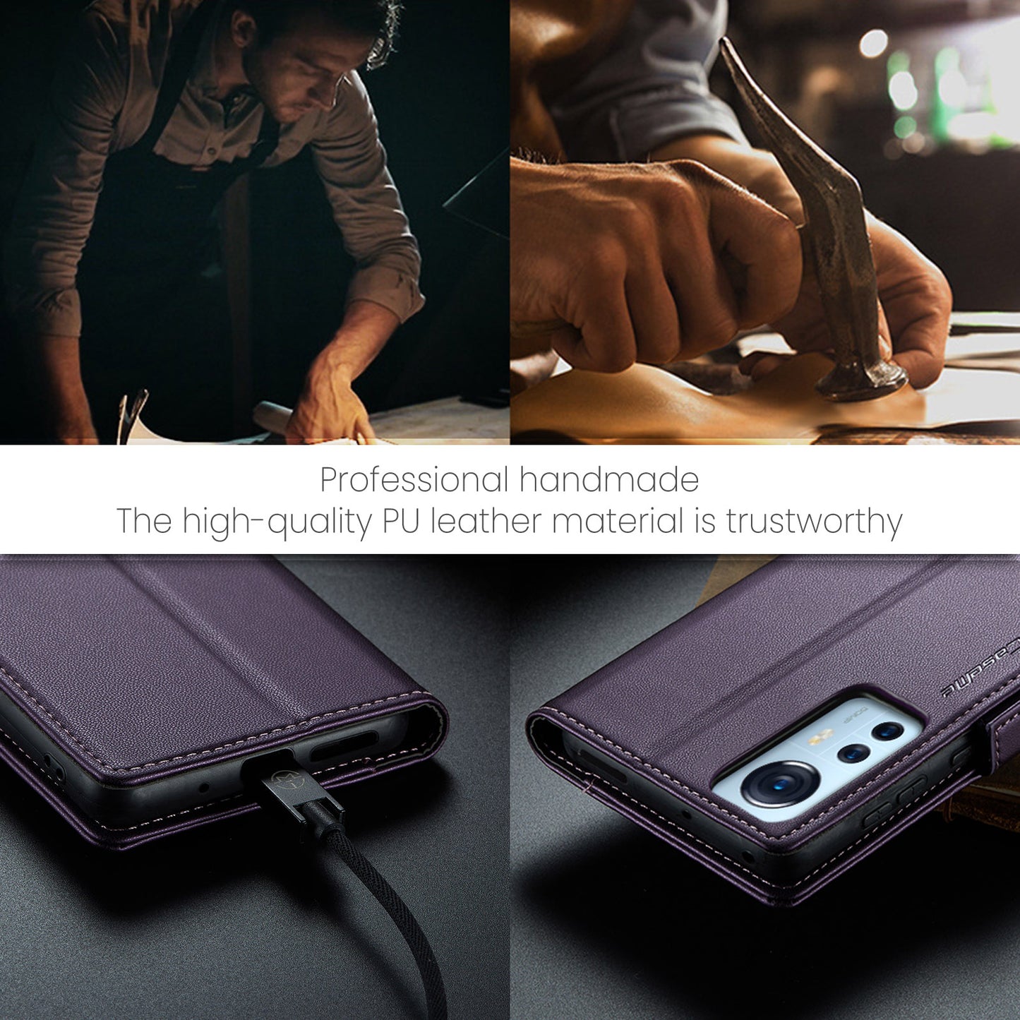 CASEME 023 Series For Xiaomi 12 5G / 12X 5G / 12S 5G PU Leather Cover RFID Blocking Wallet Phone Case