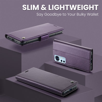 CASEME 023 Series For Xiaomi 12 5G / 12X 5G / 12S 5G PU Leather Cover RFID Blocking Wallet Phone Case