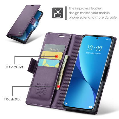 CASEME 023 Series For Xiaomi 12 5G / 12X 5G / 12S 5G PU Leather Cover RFID Blocking Wallet Phone Case
