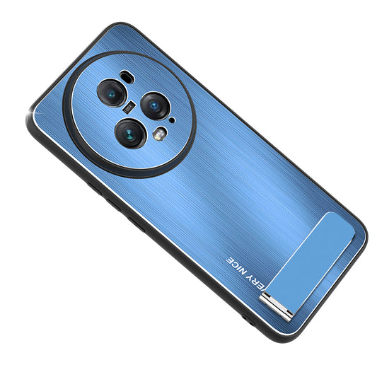 For Honor Magic5 Pro Kickstand Phone Case TPU + Aluminium Alloy Brushed Back Cover