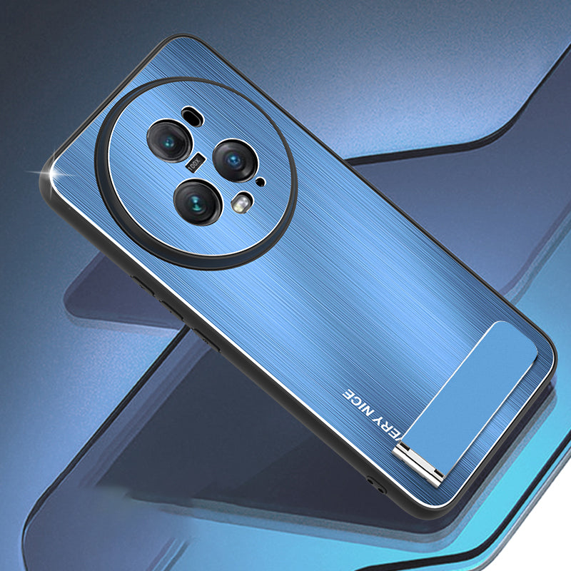 For Honor Magic5 Pro Kickstand Phone Case TPU + Aluminium Alloy Brushed Back Cover