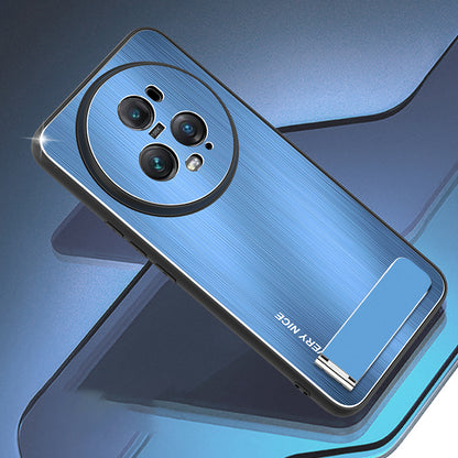 For Honor Magic5 Pro Kickstand Phone Case TPU + Aluminium Alloy Brushed Back Cover