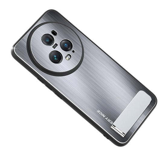 For Honor Magic5 Pro Kickstand Phone Case TPU + Aluminium Alloy Brushed Back Cover