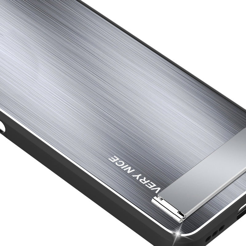 For Honor Magic5 Brushed Kickstand Phone Case Aluminium Alloy Back TPU Frame Impact-Resistant Cover