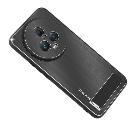 For Honor Magic5 Brushed Kickstand Phone Case Aluminium Alloy Back TPU Frame Impact-Resistant Cover