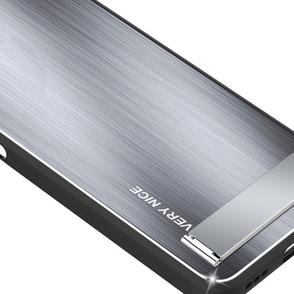 For Honor Magic5 Brushed Kickstand Phone Case Aluminium Alloy Back TPU Frame Impact-Resistant Cover