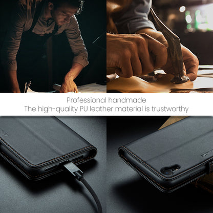 CASEME 023 Series For iPhone XR 6.1 inch Litchi Texture Leather Wallet Flip Stand Case RFID Blocking Phone Cover