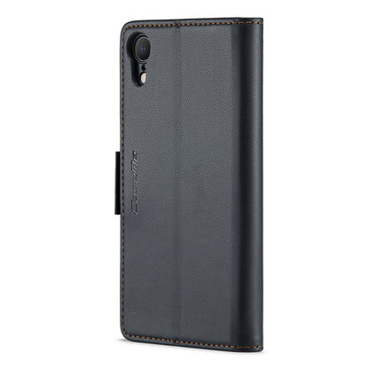 CASEME 023 Series For iPhone XR 6.1 inch Litchi Texture Leather Wallet Flip Stand Case RFID Blocking Phone Cover