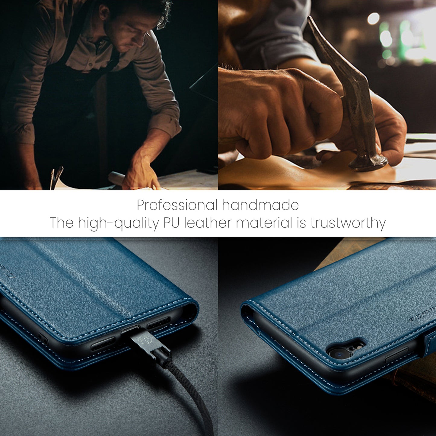 CASEME 023 Series For iPhone XR 6.1 inch Litchi Texture Leather Wallet Flip Stand Case RFID Blocking Phone Cover