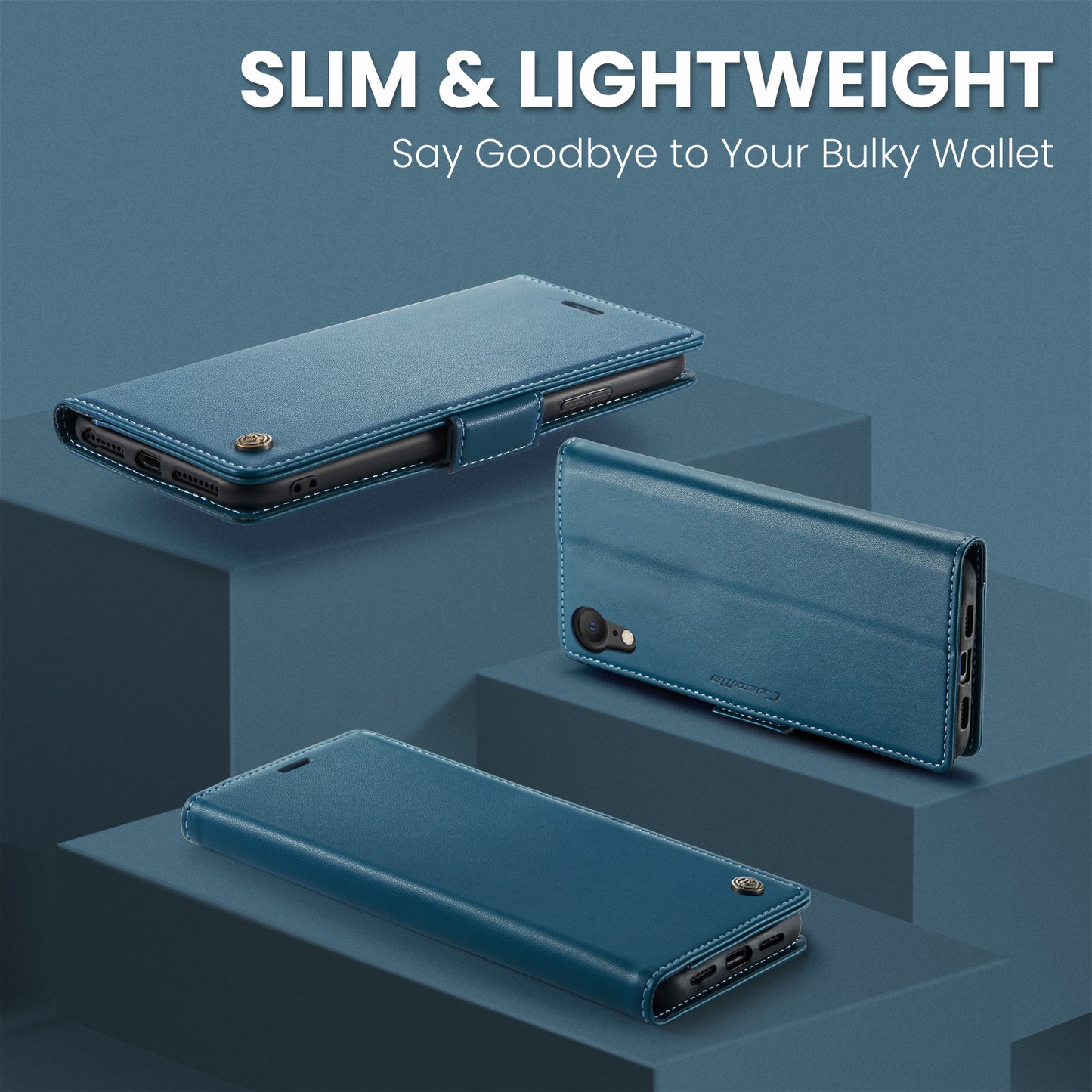 CASEME 023 Series For iPhone XR 6.1 inch Litchi Texture Leather Wallet Flip Stand Case RFID Blocking Phone Cover