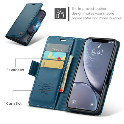 CASEME 023 Series For iPhone XR 6.1 inch Litchi Texture Leather Wallet Flip Stand Case RFID Blocking Phone Cover